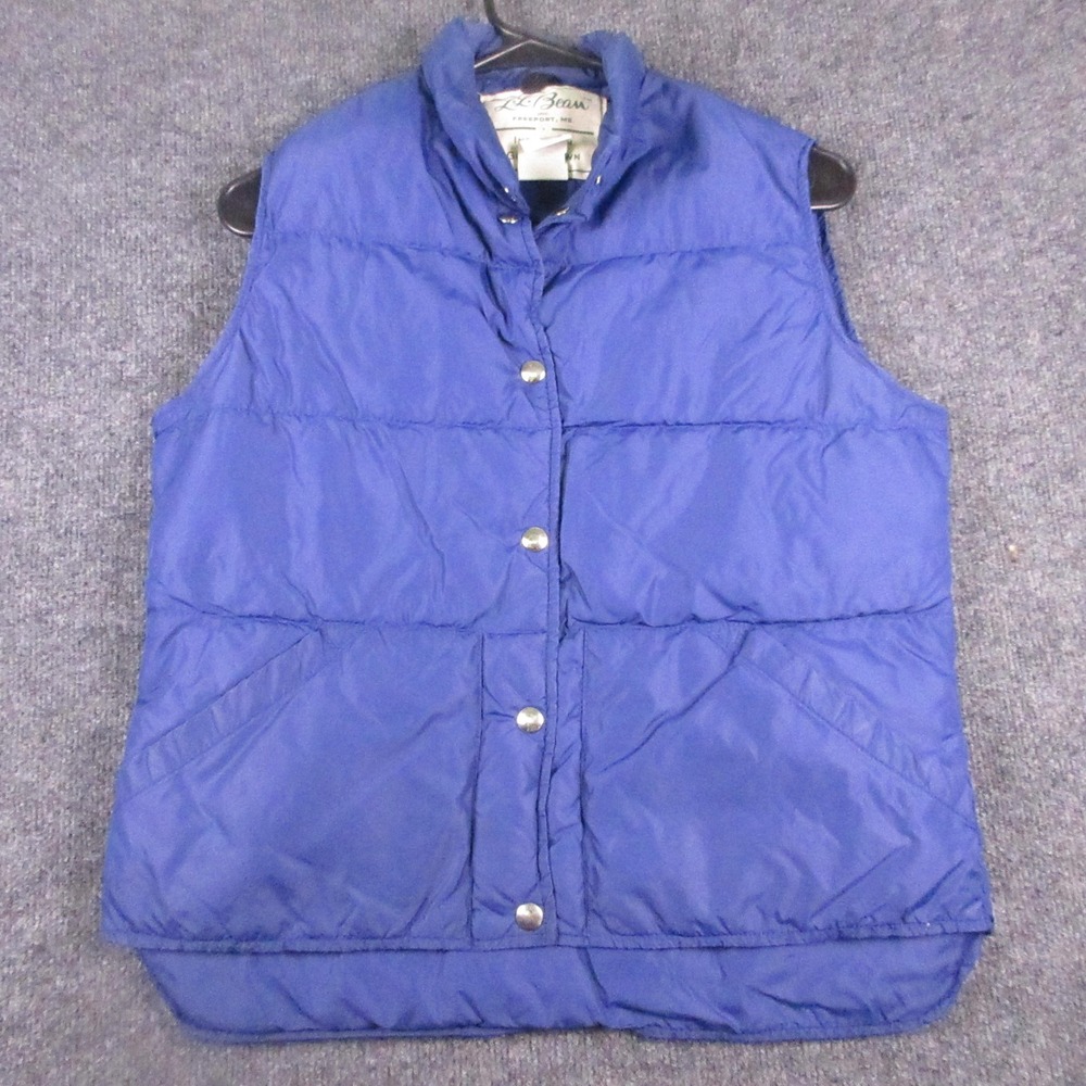 Vintage L.L. Bean Vest Mens Medium Blue Goose Down Puffer Snap Jacket Outdoor